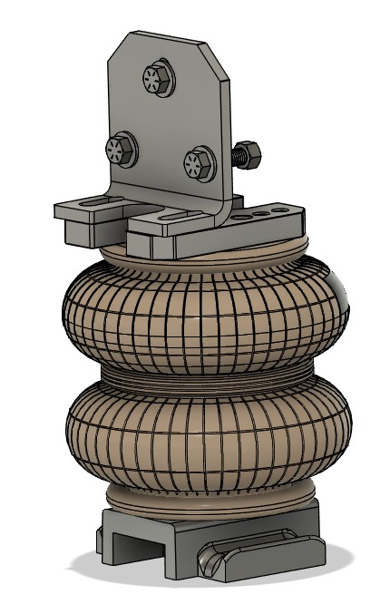 Double-convoluted air bag with its top bracket